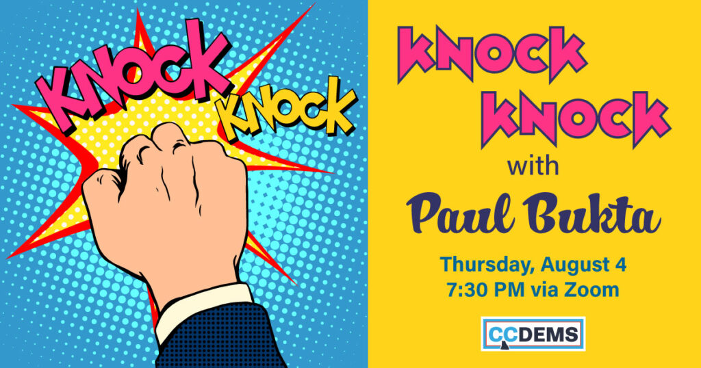 Graphic for the Knock Knock with Paul Bukta event