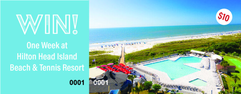 Front - Raffle ticket for 1 week at Hilton Head Island Beach and Tennis Resort