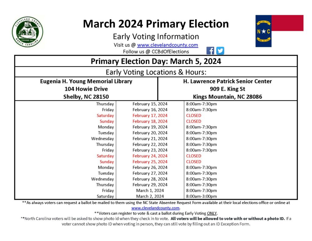 2024 Early Voting Schedule and Information
