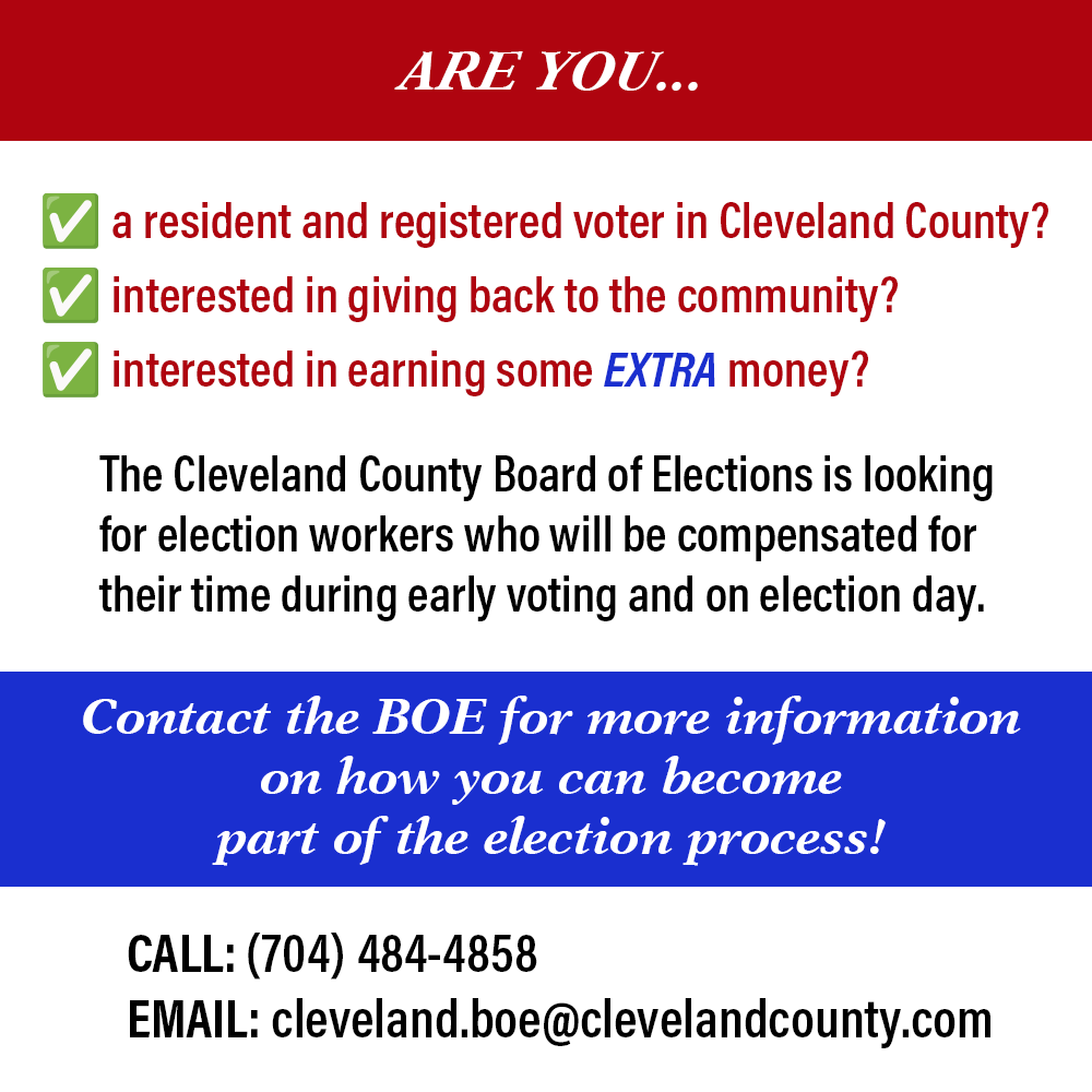 Cleveland County Board of Elections is hiring