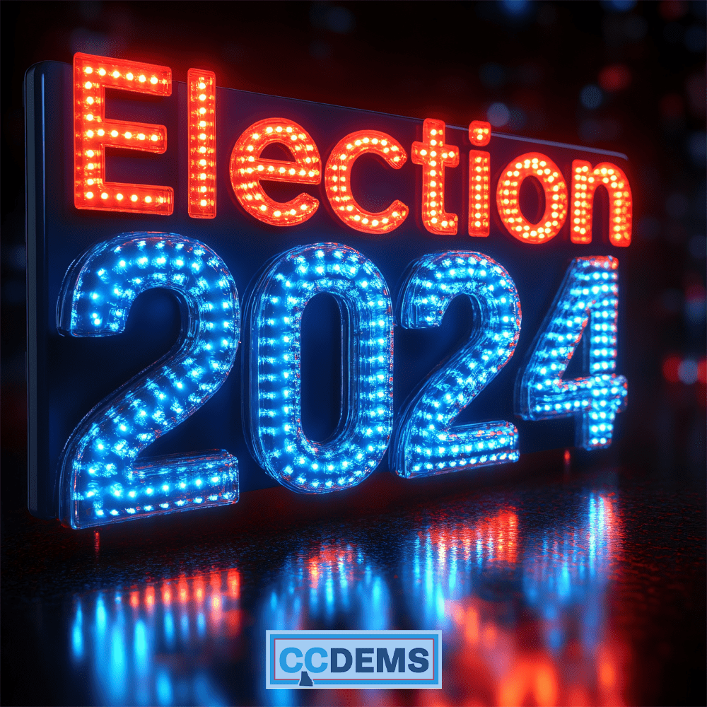 ELECTION 2024 in lights. AI generated.