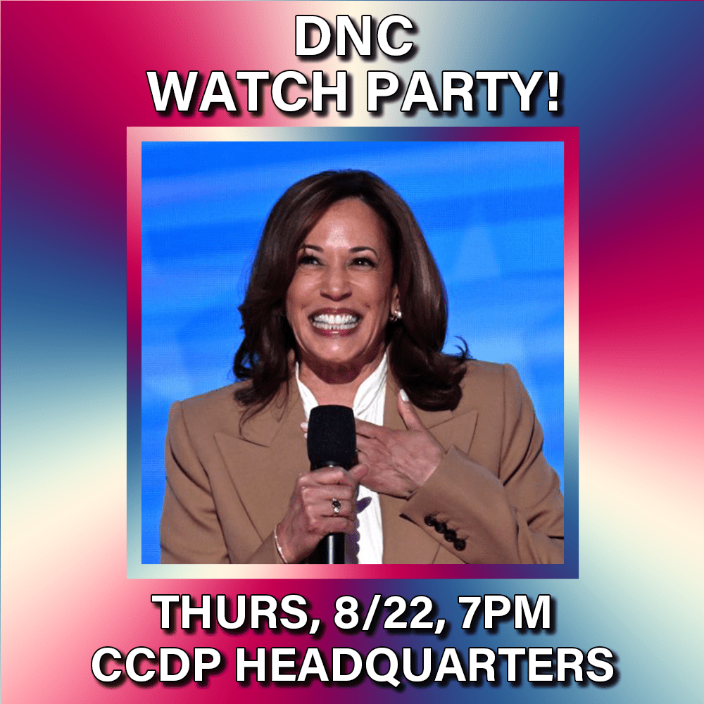 Join us for a DNC Watch Party on Thursday, August 22, 2024 at 7pm.