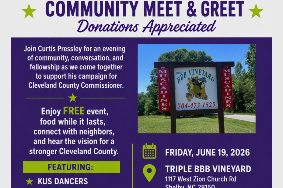 Curtis Pressley June 19, 2026 Community Meet and Greet flyer