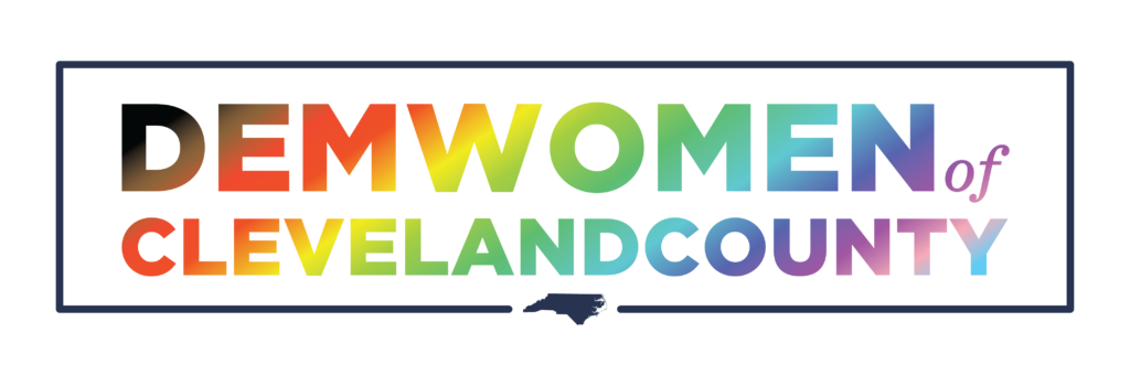A multi-colored logo of the Democratic Women of Cleveland County